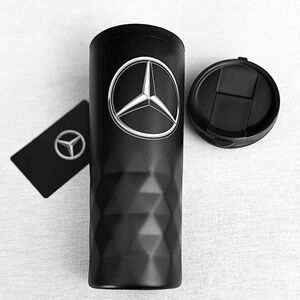 MERCEDES BENZ Black Travel Mug with Silver Logo and Easy-Clean Lid 18 oz NWT